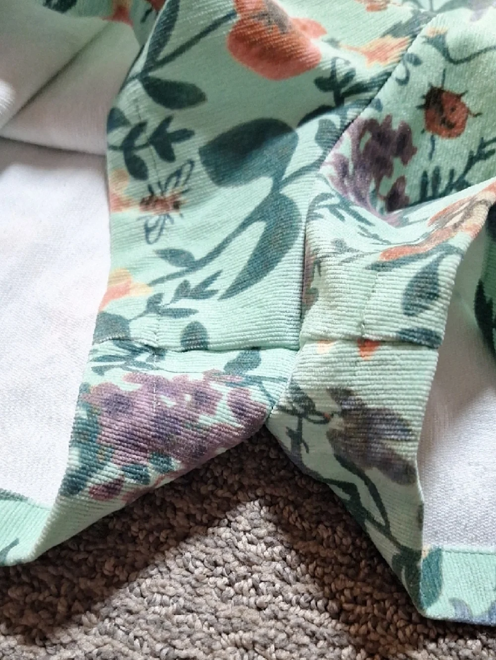 Cider Mint Floral Overalls with Orange Blooms - Picture 10 of 12